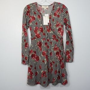 Striped Dress with Roses Medium